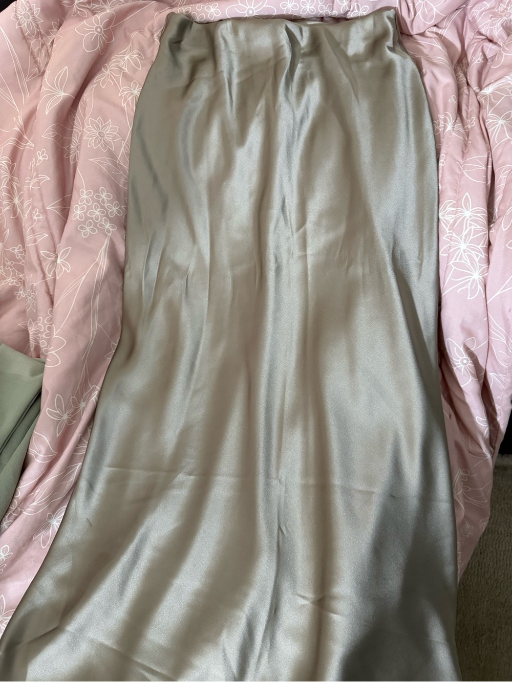 Zara Satin Slip Skirt in Taupe